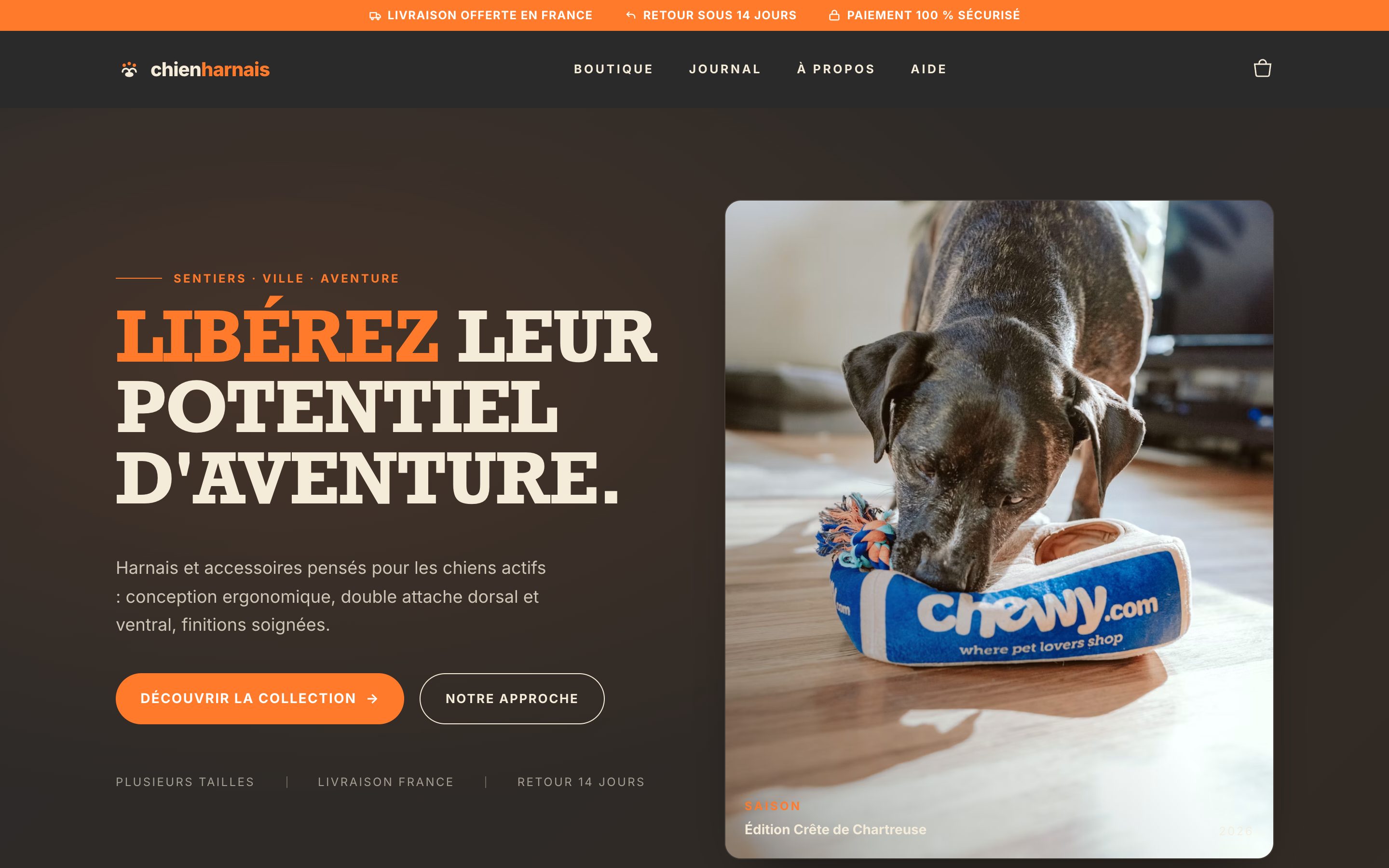 Chien Harnais — Pets store built by Quill